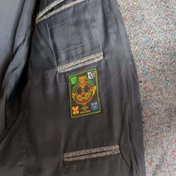 Vintage 48T DONEGAL Tweed Wool Blue Blazer Sport Coat Jacket Bespoke Ireland - Picture 11 of 16